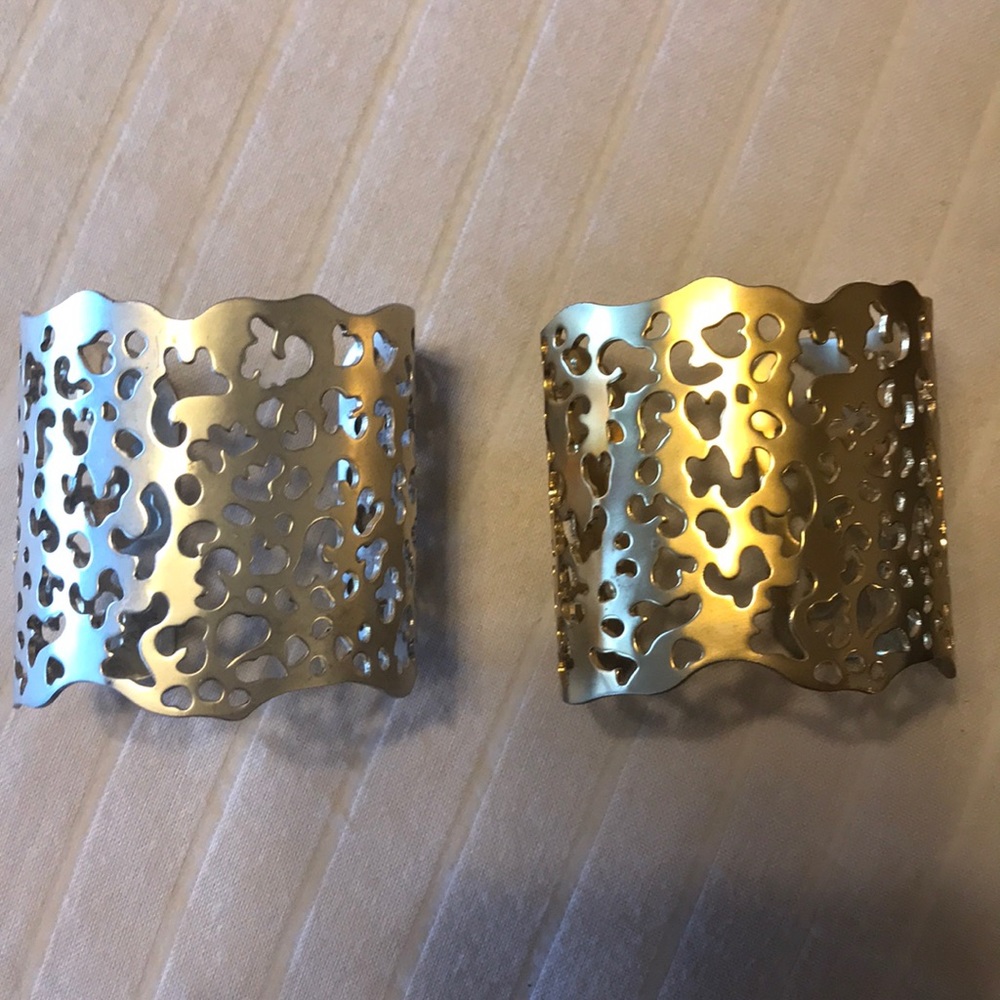 Gold and silver cuff bracelets